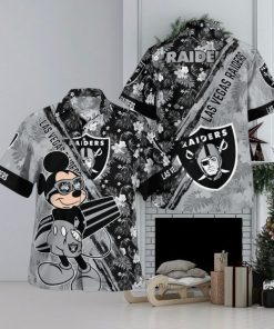 Las Vegas Raiders Mickey Mouse Floral Short Sleeve Hawaii Shirt