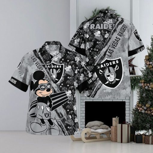 Las Vegas Raiders Mickey Mouse Floral Short Sleeve Hawaii Shirt