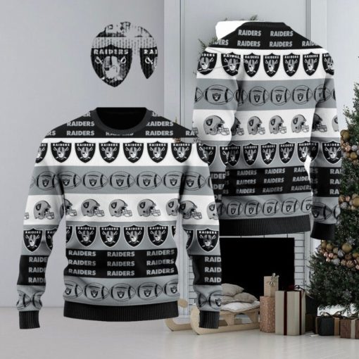 Las Vegas Raiders NFL American Football Team Logo Helmet Symbols Ugly Christmas Sweater