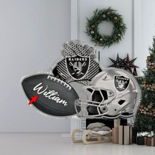 Las Vegas Raiders NFL Custom Name Rugby Ball Helmet Custom Shape Christmas Ornament