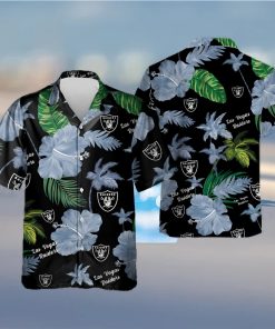 Las Vegas Raiders Nfl Color Hibiscus Button Up Hawaiian Shirt