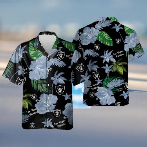 Las Vegas Raiders Nfl Color Hibiscus Button Up Hawaiian Shirt