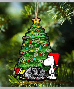 Las Vegas Raiders Personalized Your Name Snoopy And Peanut Ornament Christmas Gifts For NFL Fans SP161023145ID03