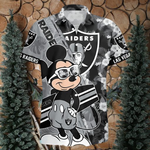 Las Vegas Raiders Surfing Mickey All Over Printed Hawaiian Shirt