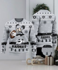 Las Vegas Raiders Ugly Christmas Sweater Mickey Mouse The Decisive Throw Unisex Sweater