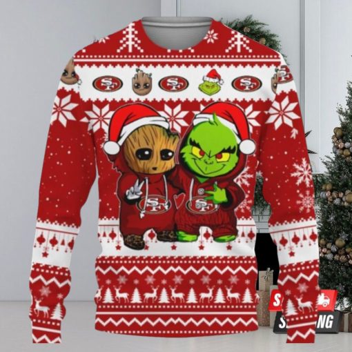 San Francisco 49Ers Baby Groot And Grinch Best Friends Ugly Christmas Sweaters