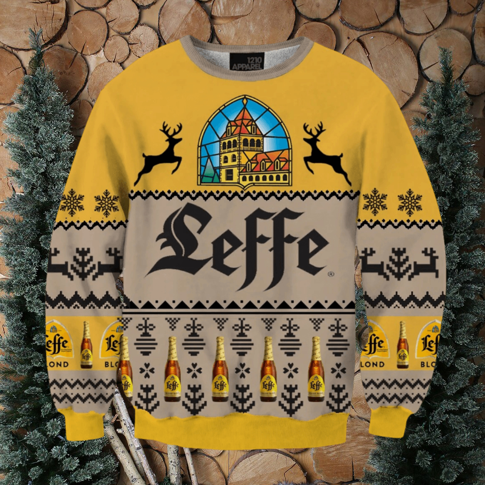 Leffe Blonde 3D Print Fun Christmas Sweater teejeep