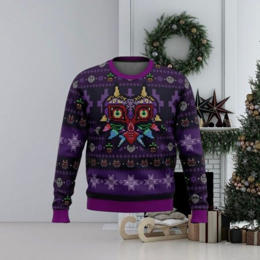 Legend of Zelda Majoras Mask Seamless Pattern Ugly Christmas Sweater