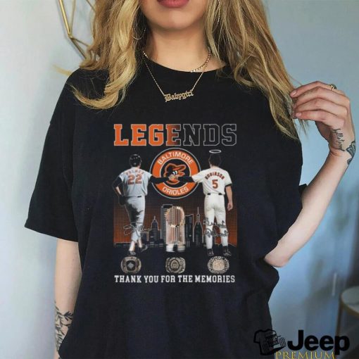 Legends Baltimore Orioles Palmer And Robinson Thank You For The Memories T Shirt