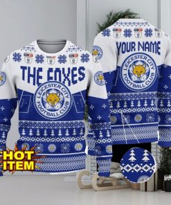 Leicester City FC Big Logo Custom Name 3D Ugly Christmas Sweater Christmas Gift For Big Fans