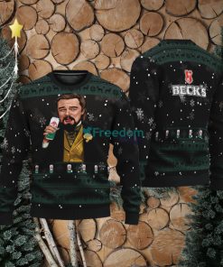 Leonardo Dicaprio Drink Beer Becks Black Funny Ugly Christmas Sweater Gift For Fans