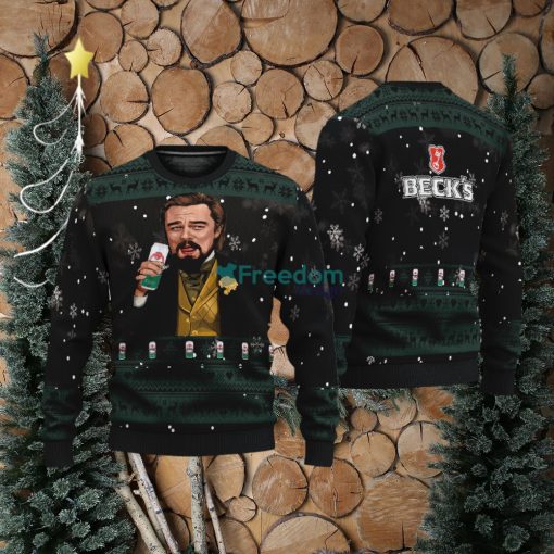 Leonardo Dicaprio Drink Beer Becks Black Funny Ugly Christmas Sweater Gift For Fans