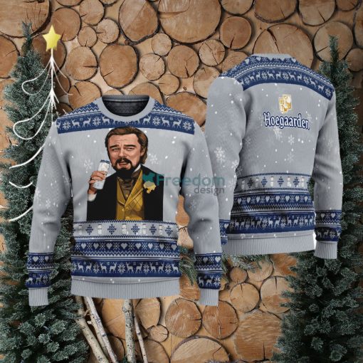 Leonardo Dicaprio Drink Beer Hoegaarden Grey Funny Ugly Christmas Sweater Gift For Fans