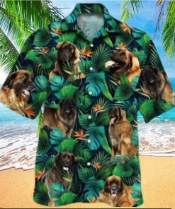 Leonberger Dog Lovers Tropical Leaves Hawaiian Shirt