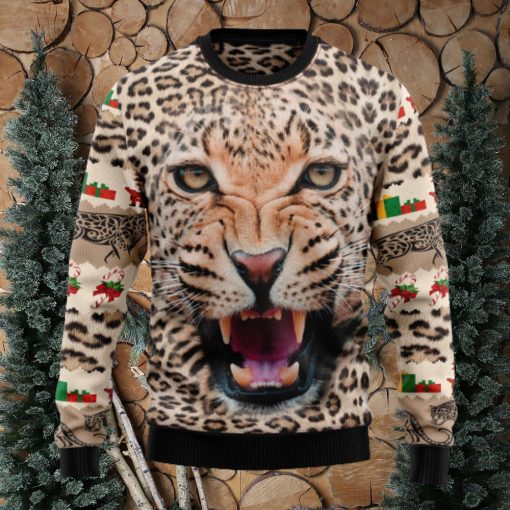 Leopard Cute Face Ugly Christmas Sweater Thankgiving Gift Men Women