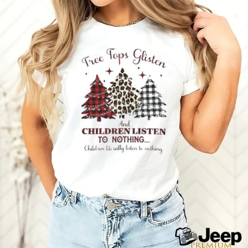 Leopard Plaid Christmas Trees Listen Shirt