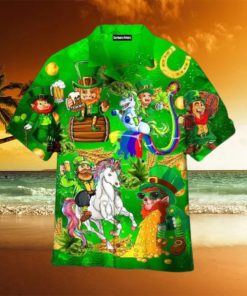 Lepricorn Leprechaun Unicorn Beer Green Aloha Hawaiian Shirt