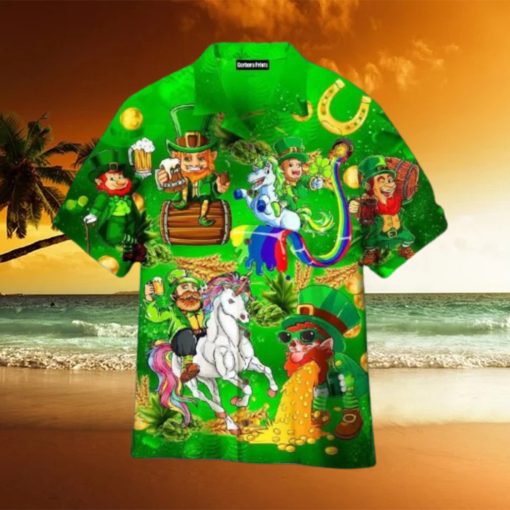 Lepricorn Leprechaun Unicorn Beer Green Aloha Hawaiian Shirt