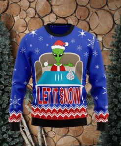 Let It Snow Alien Santa Ugly Christmas Sweater