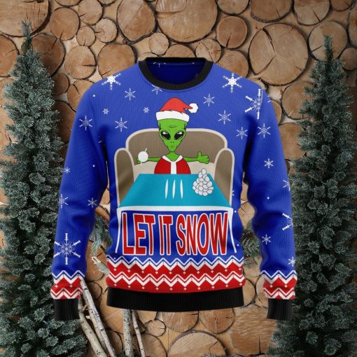 Let It Snow Alien Santa Ugly Christmas Sweater