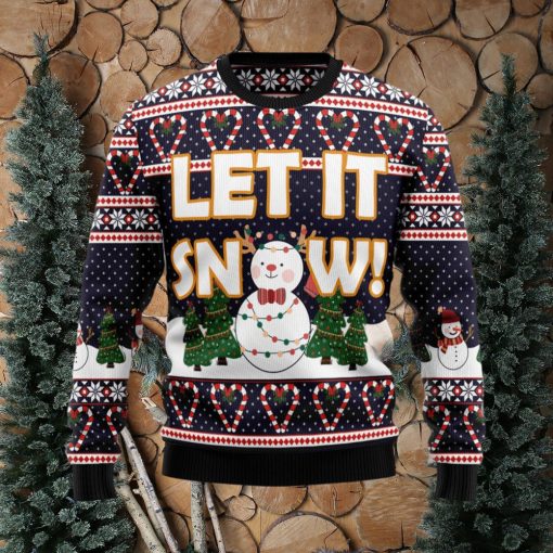 Let It Snow Cute Snowman Ugly Christmas Sweater