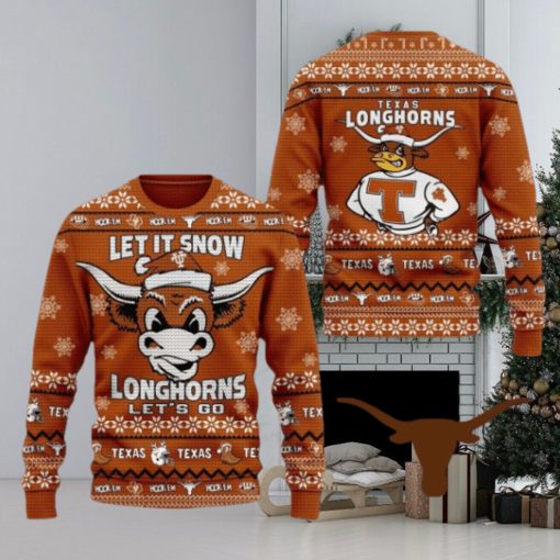 Let It Snow Longhorns Let’s Go Texas Ugly Christmas Sweater