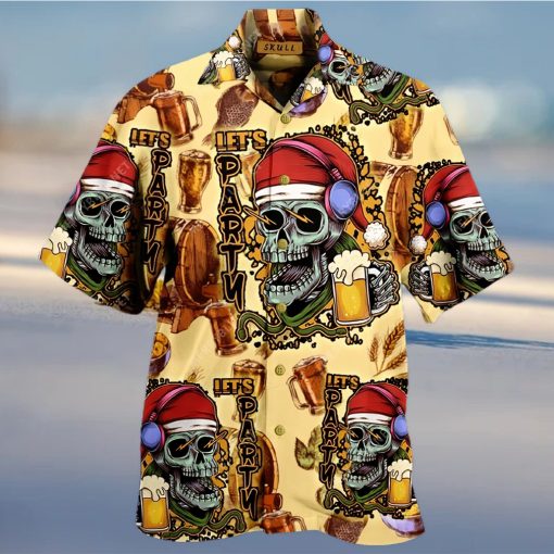 Lets Party Skull Aloha Hawaiian Shirt Colorful Short Sleeve Summer Beach Casual Shirt