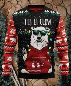 Let‘s Glow Polar Bear Ugly Christmas Sweater Thankgiving Gift Men Women