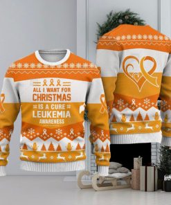 Leukemia Awareness All I Want For Is A Cure Animals Ugly Christmas Sweater AOP Gift For Men And Women