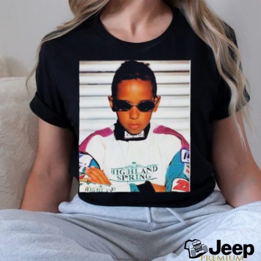 Lewis Hamilton Wearing Image Of Himself As A Young Kid In A Serious Pose New Shirt