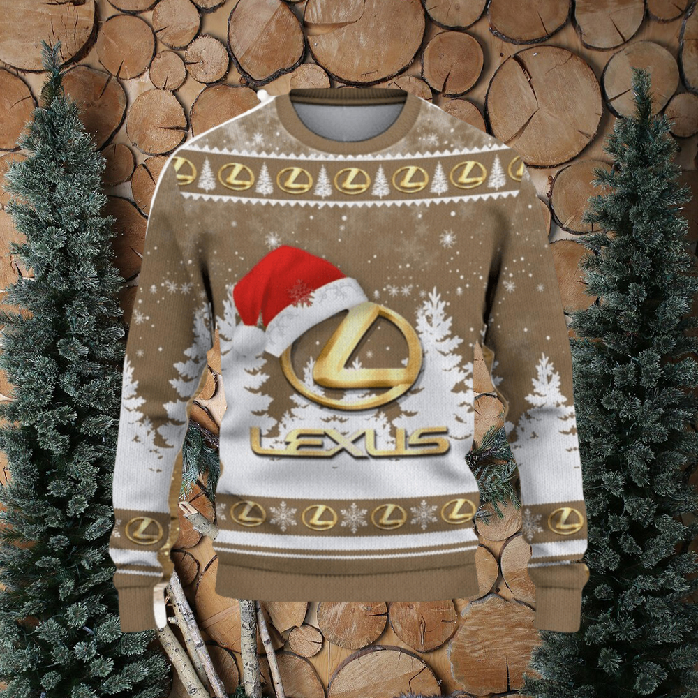 Lexus Logo Wearing Santa Hat Christmas Gift Ugly Christmas Sweater For