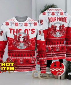 Leyton Orient FC Big Logo Custom Name 3D Ugly Christmas Sweater Christmas Gift For Big Fans