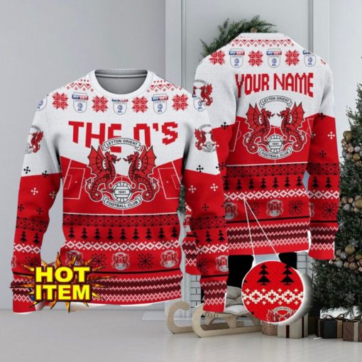 Leyton Orient FC Big Logo Custom Name 3D Ugly Christmas Sweater Christmas Gift For Big Fans