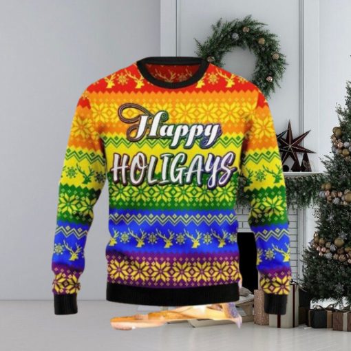 Lgbt Gay Pride Happy Holigays Ugly Sweater Christmas Style Gift For Men And Women