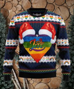 Lgbt Heart Lover Santa Hat Ugly Christmas Sweater