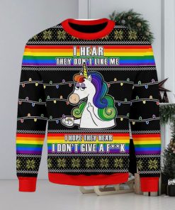 Lgbt Unicorn I Dont Give A Fk Ugly Christmas Sweater