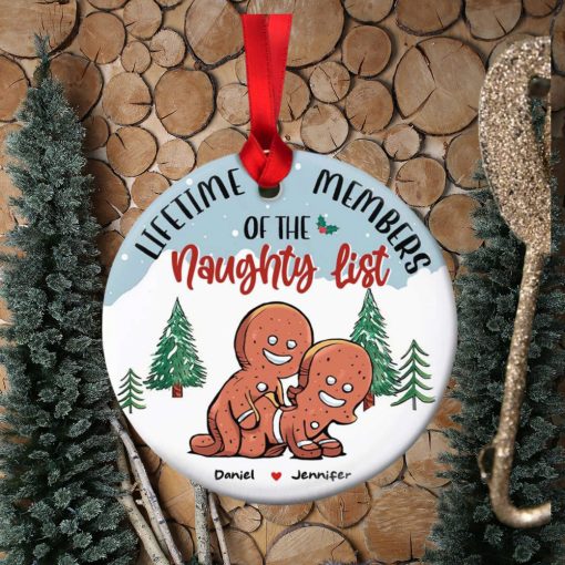 Lifetime Members Of The Naughty List, Couple Gift, Personalized Ceramic Ornament, Funny Couple Cookie Ornament, Christmas Gift