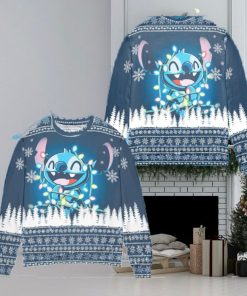 Light Lilo and Stitch Christmas Frostbite Knitted AOP Sweater For Thanksgiving