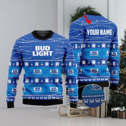 Light Line Personalized Bud Light Beer 3D All Over Printed Ugly Christmas Sweater Christmas Gift For Family