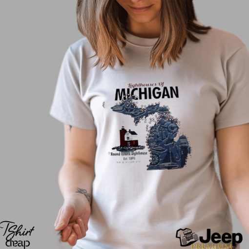 Lighthouses of Michigan Round Island Lighthouse retro shirt