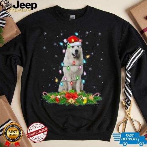 Lighting Xmas Santa Great Pyrenees Dog Christmas Unisex Shirt