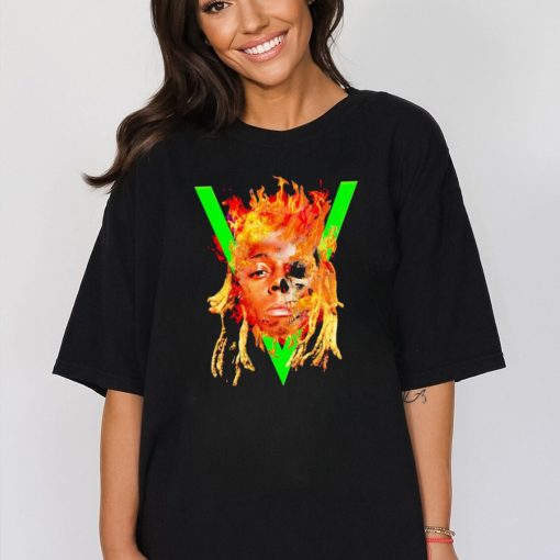 Lil Wayne face flames shirt