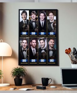 Lionel Messi All Ballon D’Or Winner From 2009 to 2023 Home Decor Poster Canvas