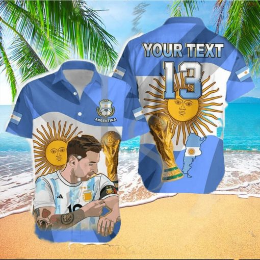 Lionel Messi Argentina Champions Personalized Hawaiian Shirt