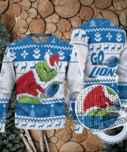 Lions Ugly Sweater Pine Trees And Reindeer Grinch Football Ugly Sweater American Football Ugly Sweater