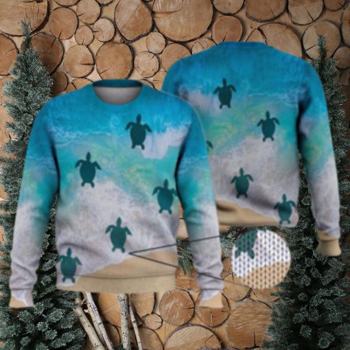 Little Turtles Back To Ocean 3D Full Print Ugly Sweater Christmas Gift Sweater