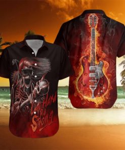 Live Hard Die Strong Skull Guitar Hawaiian Aloha Shirts