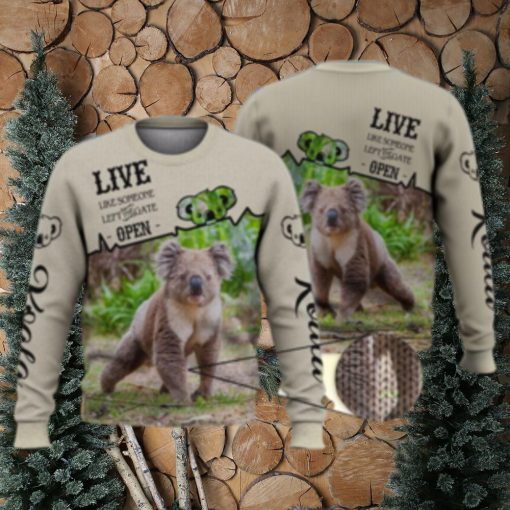 Live Like Some One Leave The Gat Open Koala 3D Full Print Ugly Sweater Christmas Gift Sweater