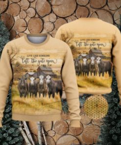 Live Like Someone Left The Door Open Cow Countryside Shirts 3D Ugly Sweater Christmas Gift Sweater