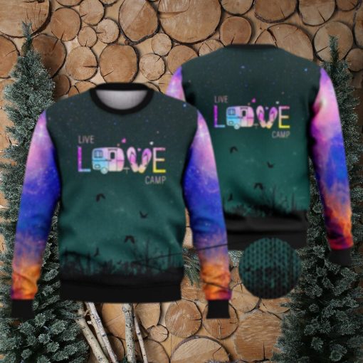 Live Love Camping Galaxy Full Print 3D Ugly Sweater Christmas Gift Sweater